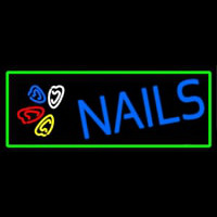 Blue Nails Logo Enseigne Néon