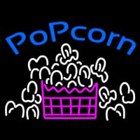 Blue Popcorn Logo Enseigne Néon