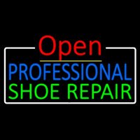 Blue Professional Green Shoe Repair Open Enseigne Néon