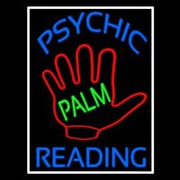 Blue Psychic Reading With Green Palm Enseigne Néon