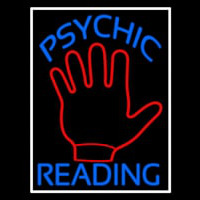 Blue Psychic Reading With White Border Enseigne Néon