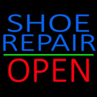 Blue Shoe Repair Open With Green Line Enseigne Néon