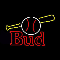 Bud Baseball and Bat Beer Sign Enseigne Néon