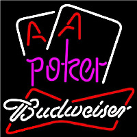 Budweiser Purple Lettering Red Aces White Cards Beer Sign Enseigne Néon