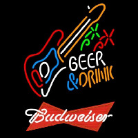 Budweiser Red And Drink Guitar Beer Sign Enseigne Néon