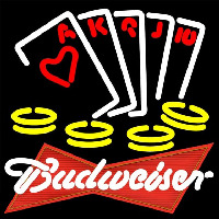 Budweiser Red Poker Ace Series Beer Sign Enseigne Néon