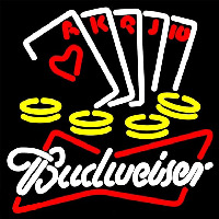 Budweiser White Poker Ace Series Beer Sign Enseigne Néon