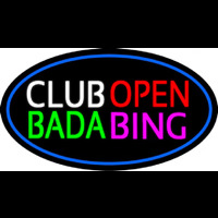 Club Open Bada Bing With Blue Border Enseigne Néon