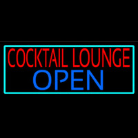 Cocktail Lounge Open With Turquoise Border Enseigne Néon