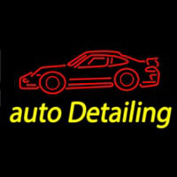 Cursive Auto Detailing With Car Logo 1 Enseigne Néon