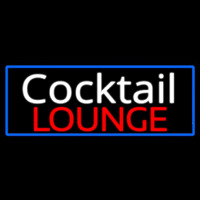 Cursive Cocktail Lounge With Blue Border Enseigne Néon