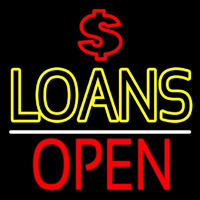 Double Stroke Loans With Dollar Logo Open Enseigne Néon