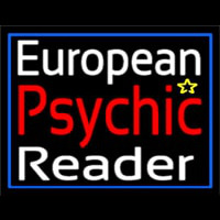 European Psychic Reader With Blue Border Enseigne Néon