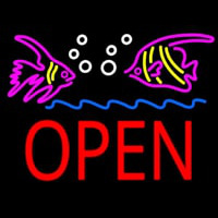 Fish Logo Block Open Enseigne Néon