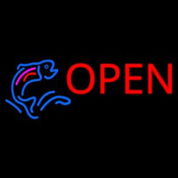 Fish Logo Open Block Enseigne Néon