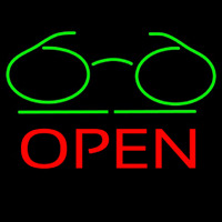 Glasses Logo Block Open Green Line Enseigne Néon