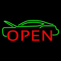 Green Car Open Enseigne Néon