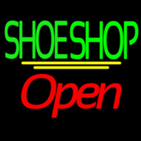 Green Double Stroke Shoe Shop Open Enseigne Néon