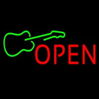 Green Guitar Open Enseigne Néon