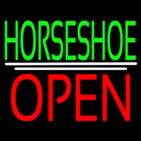 Green Horseshoe Open Enseigne Néon