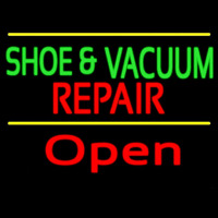 Green Shoe And Vacuum Red Repair Open Enseigne Néon