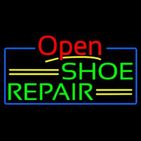 Green Shoe Repair Open With Blue Border Enseigne Néon