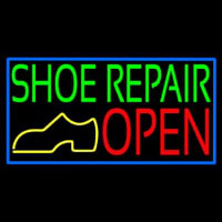 Green Shoe Repair Open With Border Enseigne Néon