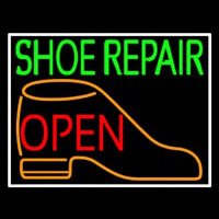 Green Shoe Repair Orange Shoe Open Enseigne Néon