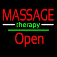 Massage Therapy Open White Line Enseigne Néon