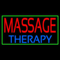 Massage Therapy With Green Border Enseigne Néon