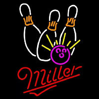 Miller Bowling White Pink Beer Sign Enseigne Néon