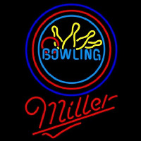 Miller Bowling Yellow Blue Beer Sign Enseigne Néon