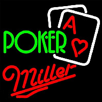 Miller Green Poker Beer Sign Enseigne Néon