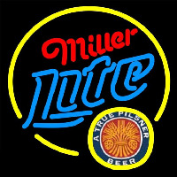 Miller Lite True Pilsner Circle Beer Sign Enseigne Néon