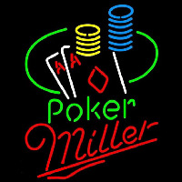 Miller Poker Ace Coin Table Beer Sign Enseigne Néon