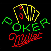 Miller Poker Yellow Beer Sign Enseigne Néon