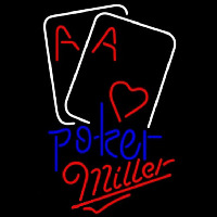 Miller Purple Lettering Red Heart White Cards Poker Beer Sign Enseigne Néon