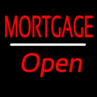 Mortgage Open White Line Enseigne Néon