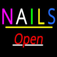 Multi Colored Nails Open Yellow Line Enseigne Néon