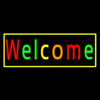 Multi Colored Welcome With Yellow Border Enseigne Néon