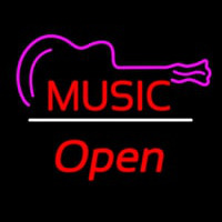 Music Logo Open White Line Enseigne Néon