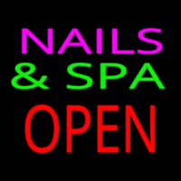 Nails And Spa Block Open Green Line Enseigne Néon