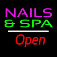 Nails And Spa Open White Line Enseigne Néon