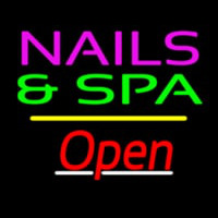 Nails And Spa Open Yellow Line Enseigne Néon