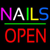 Nails Block Open Green Line Enseigne Néon