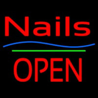 Nails Block Open Green Line Enseigne Néon