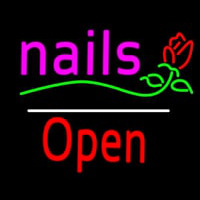 Nails Open White Line Flower Logo Enseigne Néon