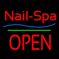 Nails Spa Block Open Green Line Enseigne Néon