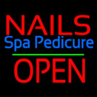 Nails Spa Pedicure Block Open Green Line Enseigne Néon