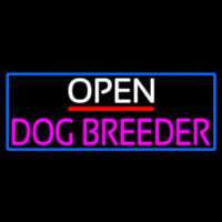 Open Dog Breeder With Blue Border Enseigne Néon